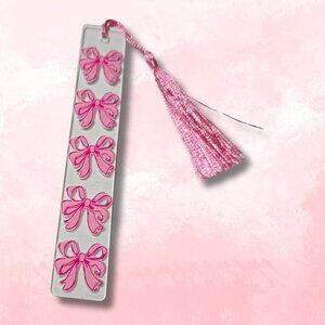 Acrylic Bookmark Pink Bow Coquette with Pink Tassel